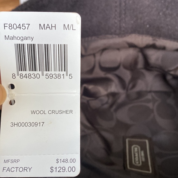 COACH FACTORY MAHOGANY WOOL CRUSHER HAT M/L NEW - Picture 9 of 10